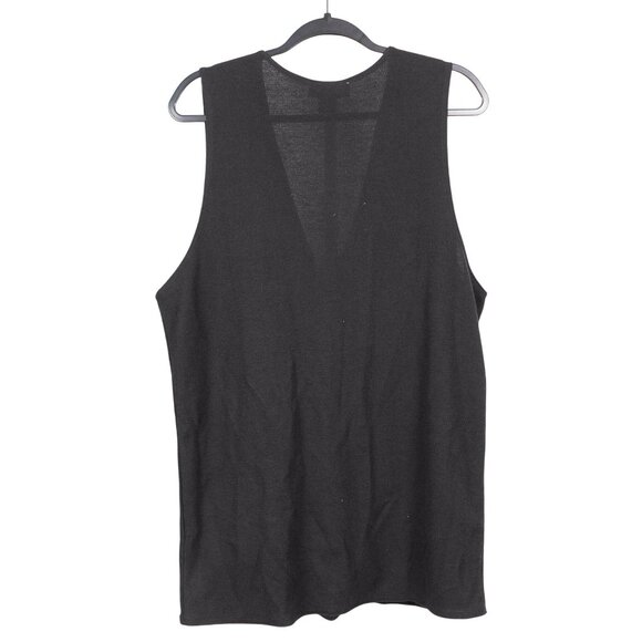 Metro 212 VTG Sweater Vest M Womens Black Button Front Long Pockets Cotton Blend - Picture 5 of 5